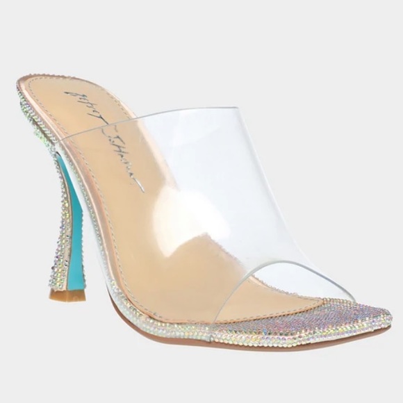 Betsey Johnson Shoes - Betsey Johnson Crystal Clear Blue Bottom Mules Banks NWOT